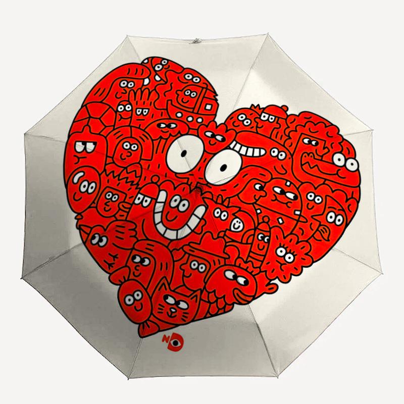 

1pc Heart Characters Automatic Open/close Umbrella, 8-Rib sturdy structure, Auto Folding/Opening, Portable Travel Umbrella for Women,099