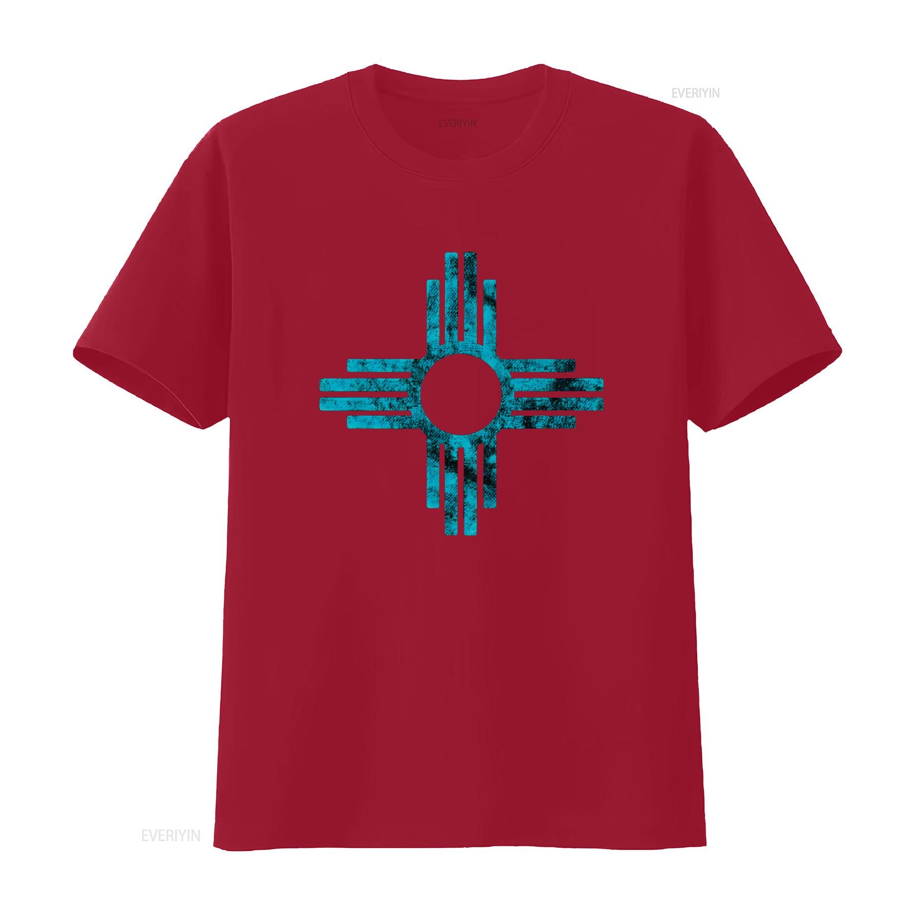 

New Mexico T Shirt Zia symbol distressed vintage Washed Soft Slightly homme fashion Comfortable Top For Everyday Wear S