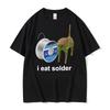 I Eat Solder Cursed Funny Cat Meme T Shirt Women's Clothing Fashion Casual T Shirts Summer Female T-shirts Tops