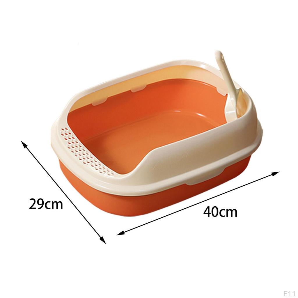 Cat Anti Splashing Kitten Potty Toilet Semi Enclosed High Sided Sandbox Bedpan for Indoor Cats,