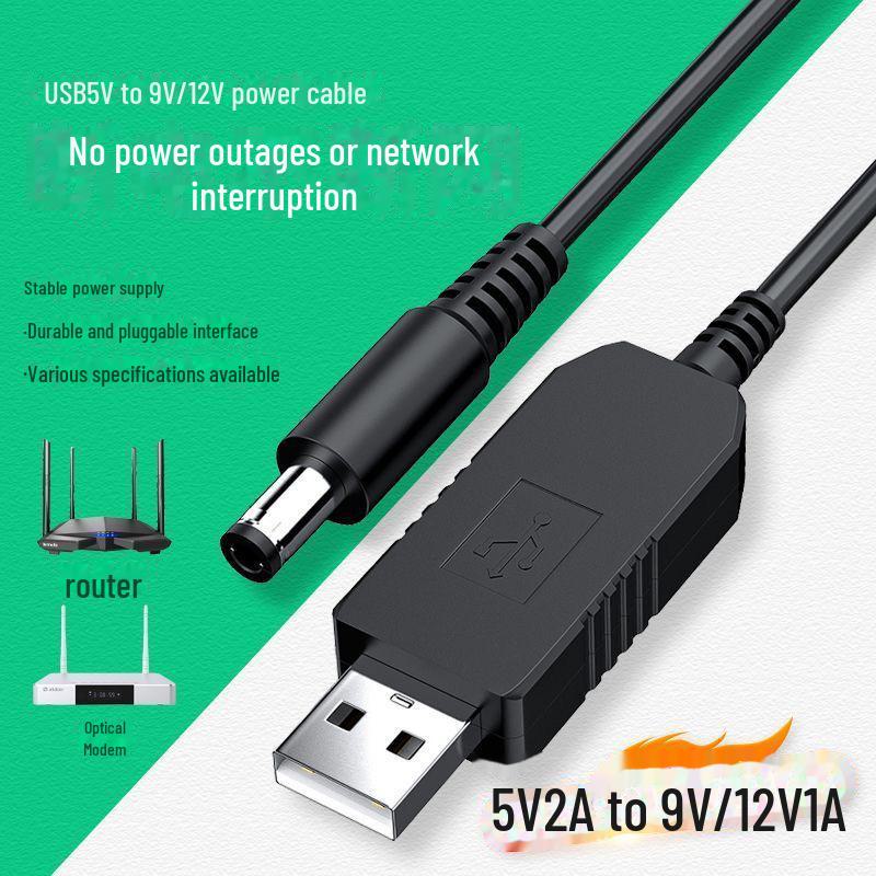 5 V auf 12 V DC USB-Boost-Kabel mit 5,5 x 2,1 mm Schnittstelle für Power Bank