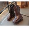 Girls' Flannel Two Cotton High Top Boots Autumn and Winter New Item Little Girls' Knight Boots Korean Version Medium and Large Children's Cotton Boots