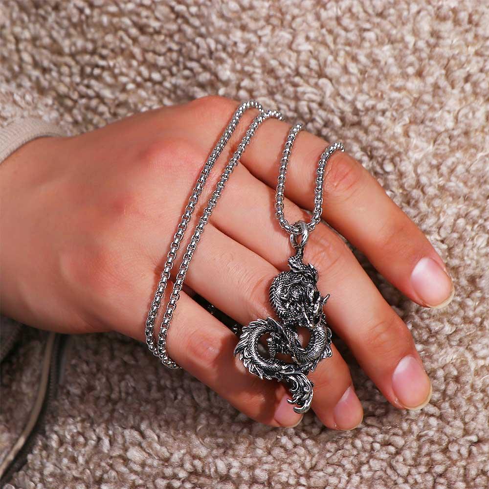 Hiphop Street Titanium Steel Korean Clavicle Choker Man Chain Necklace Neck Jewelry Dragon Pendant