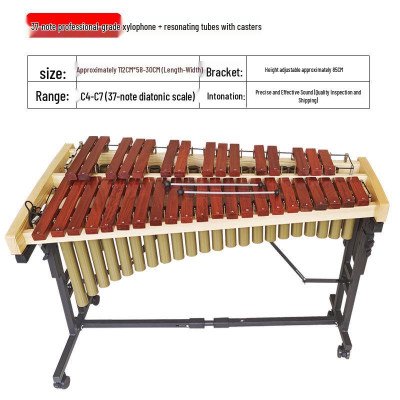 Professional Marimba Rosewood & Aluminum Xylophone, 32-37 Tone Percussion Steel Tongue Drum