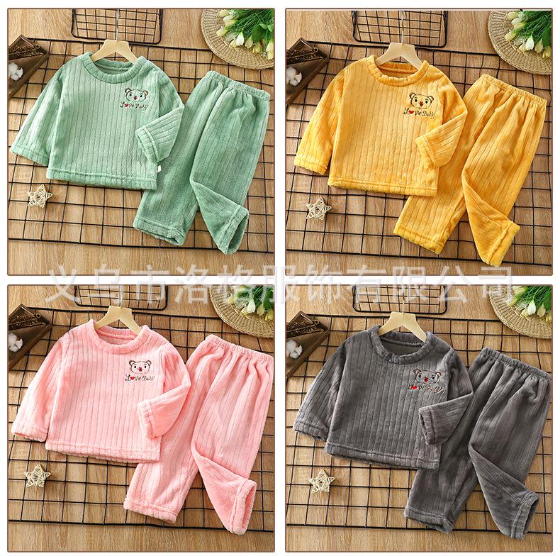 Thick Warm Flannel Pajama Set for Toddlers - Boys & Girls, Autumn/Winter Collection