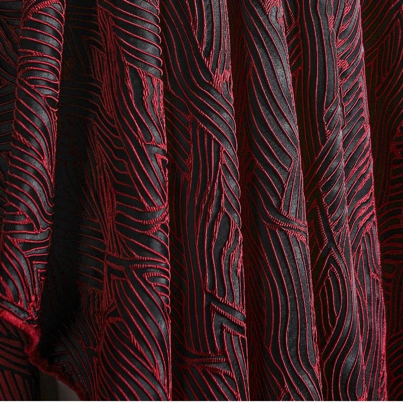 50x145cm Red Terraced Jacquard Fabric Staggered Texture Bump Creative Coat Shirt Skirt Clothing Designer Fabric