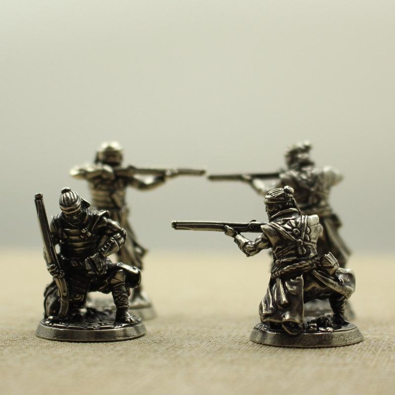 Pure Copper Japanese Shogunate Samurai Ancient Soldier Musketeer Toy Table Games Car Decoration Figure