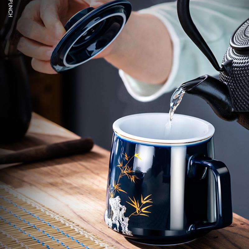 China Guofeng High-grade Heat-resistant Ceramic Tea Cup Tea Separation Cup Home Kung Fu Tea Set Personal Special