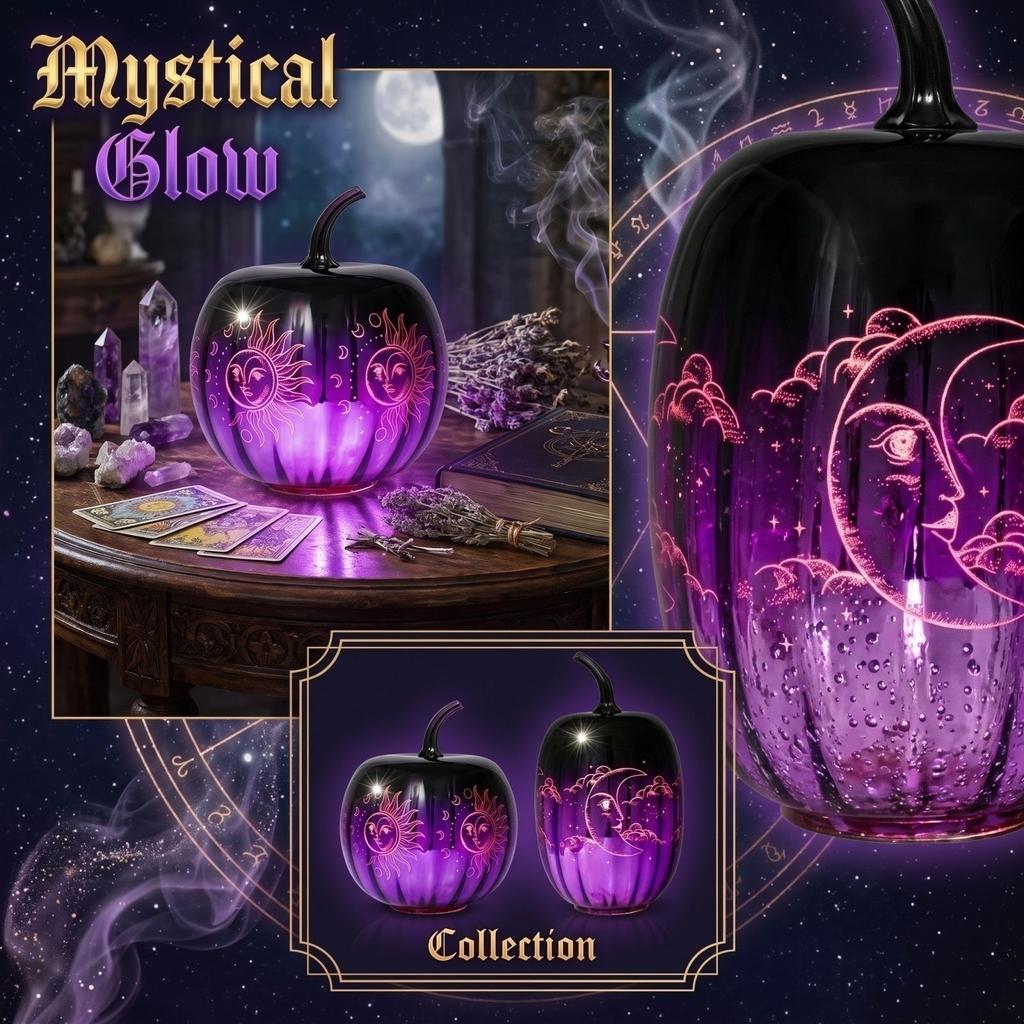 Halloween Purple Pumpkin Resin Decorative Light for Home and Party Decor