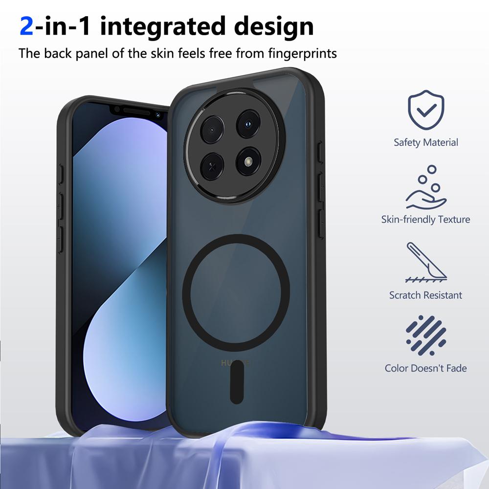 KEYSION Magnetic Phone Case for for Huawei Nova 14i Silicone+PC Matte Translucent Clear Shockproof Back Cover for Huawei Nova14i