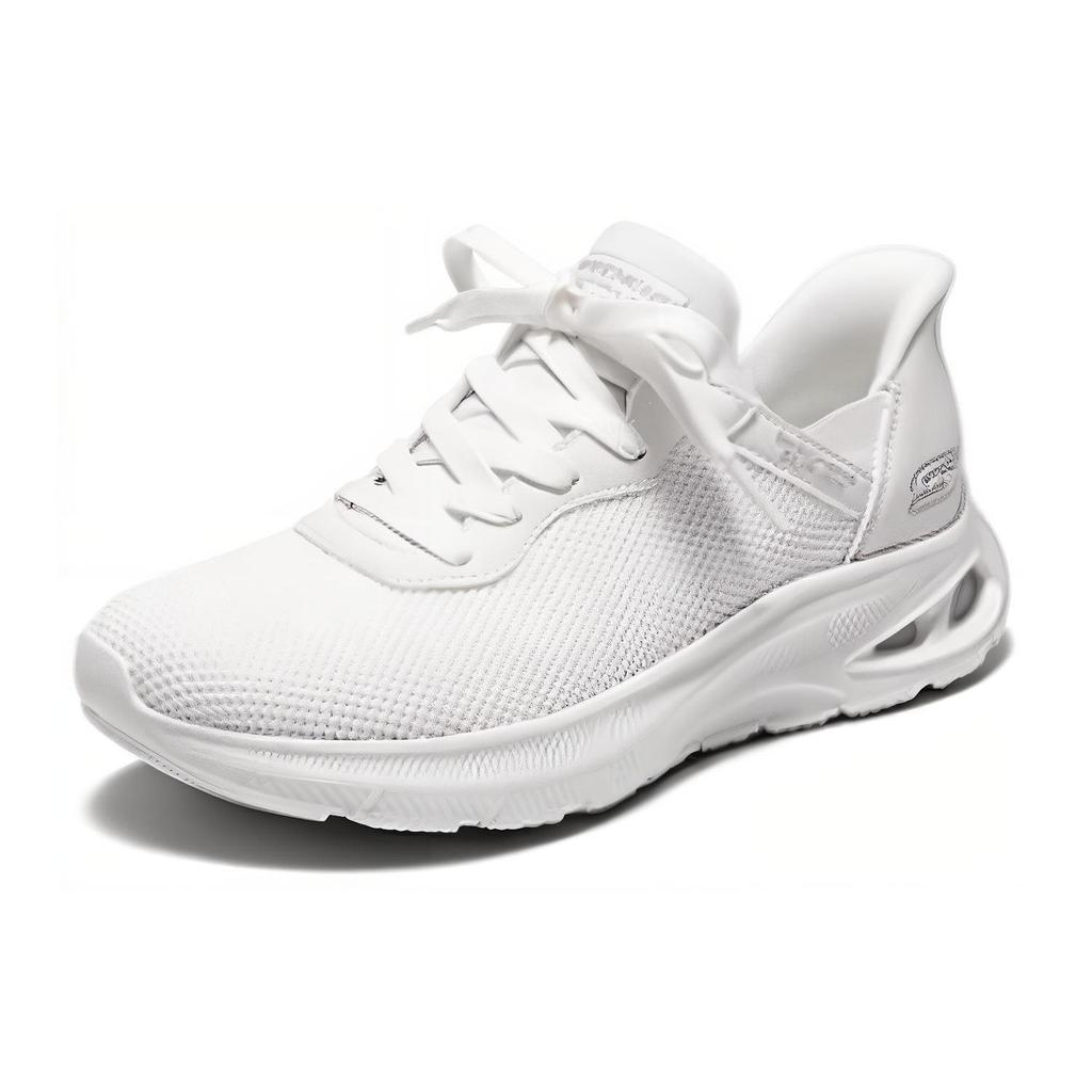 Skechers Mesh Fabric Synthetic Leather Solid Color Simple Shock Absorbing Wear Resistant Low Top Casual Shoes Women Sneakers Off-White 117509-OFWT