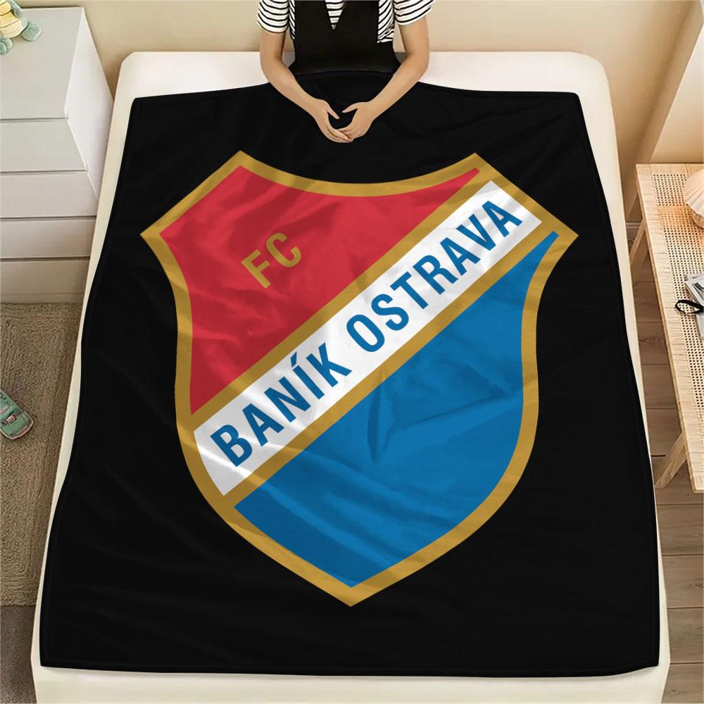 Coperta in Flanella Stampata Banik Ostrava FC, morbida coperta per camera da letto divano, lavabile, merchandising per tifosi di calcio, ottimo regalo.