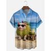 2026 Funny cartoon animal 3D Print Shirts For Men women Hawaiian shirt Casual Blouse Summer Holiday Short Sleeved button Shirt