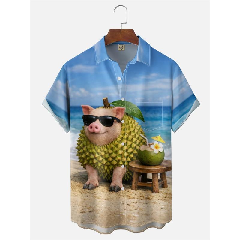 2026 Funny cartoon animal 3D Print Shirts For Men women Hawaiian shirt Casual Blouse Summer Holiday Short Sleeved button Shirt