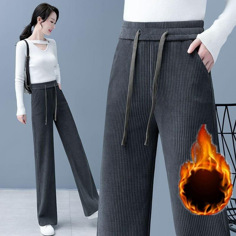 

Весенние брюки с высокой талией, более стройнящие, повседневные, с драпировкой, улучшающие фигуру, женские брюки на шнуровке, свободные, с широкими штанинами, длинные 4XL