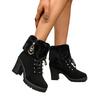 Fashion 2025 Best Seller Side Zipper Women's Boots Fashion Metal Decoration Office and Career New Turned-over Edge Plus Size Ankle Boots