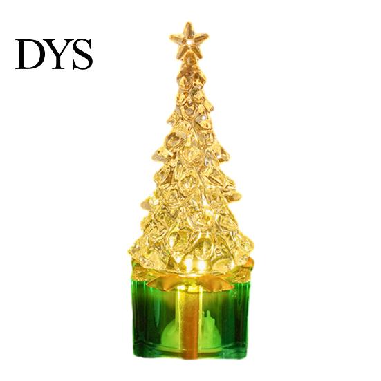 Christmas Party Atmosphere Decor Mini LED Light Up Faux Crystal Tree Figurine, Lighted Xmas Safe for Children Table Centerpiece with Gift Box