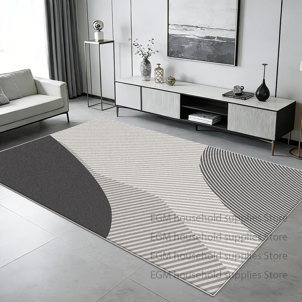Nordic Striped Black Carpet Modern Living Room Decoration Large Area Rugs Soft Non-slip Washable Floor Mat for Bedroom Bedside