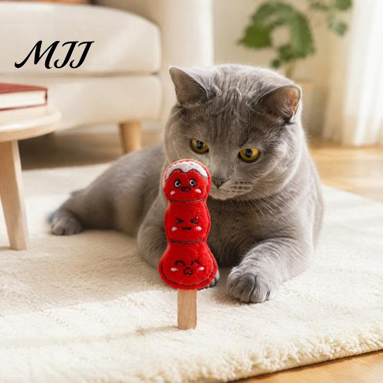 Soft Chew Toys for Kittens Plush Cat Toy, Sugarcoated Haws Stick Design, Kitten Teething Stress Relief Pet Products Stuffed Toy Indoor