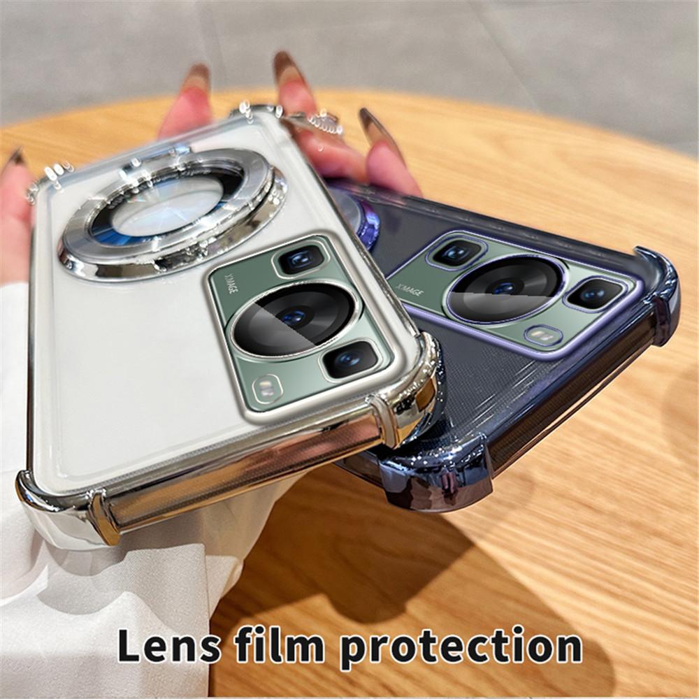 Plating Magnetic Bracket Transparent Case For Huawei P30 P40 P50 P60 Puar 70 Pro Mate 30 40 50 60 Stand Holder Shockproof Cover