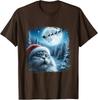 Funny Xmas Holiday Cat Taking Selfie Racoon Santa Unisex T-Shirt