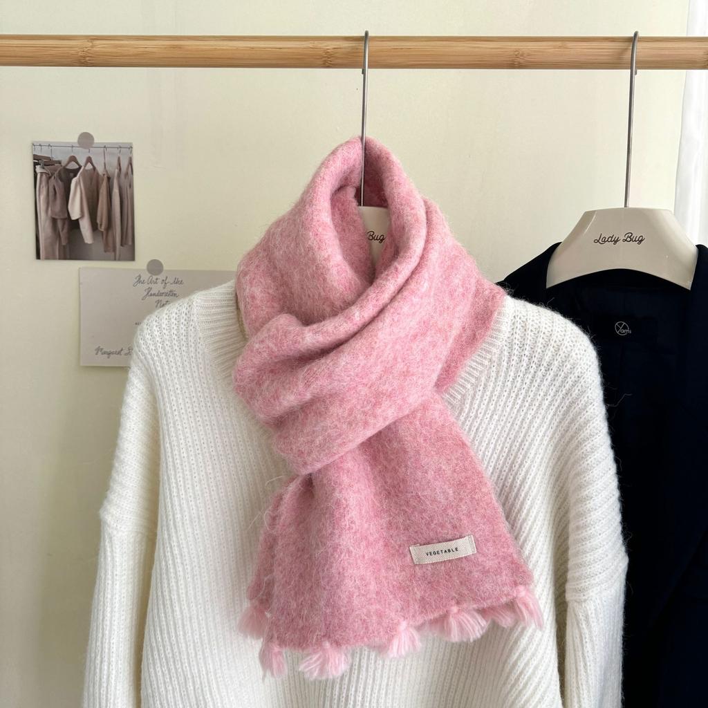 Fashionable Wool Knitted Scarf Autumn Winter Warm Simple Cold-Proof Shawl For Students Solid Color Versatile Thickened Muffler