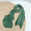 Solid Color Cotton Crinkled Scarf for Women Retro Neck Warmer Decorative Narrow Long Striped Scarf Wrap Shawl for Autumn 220cm