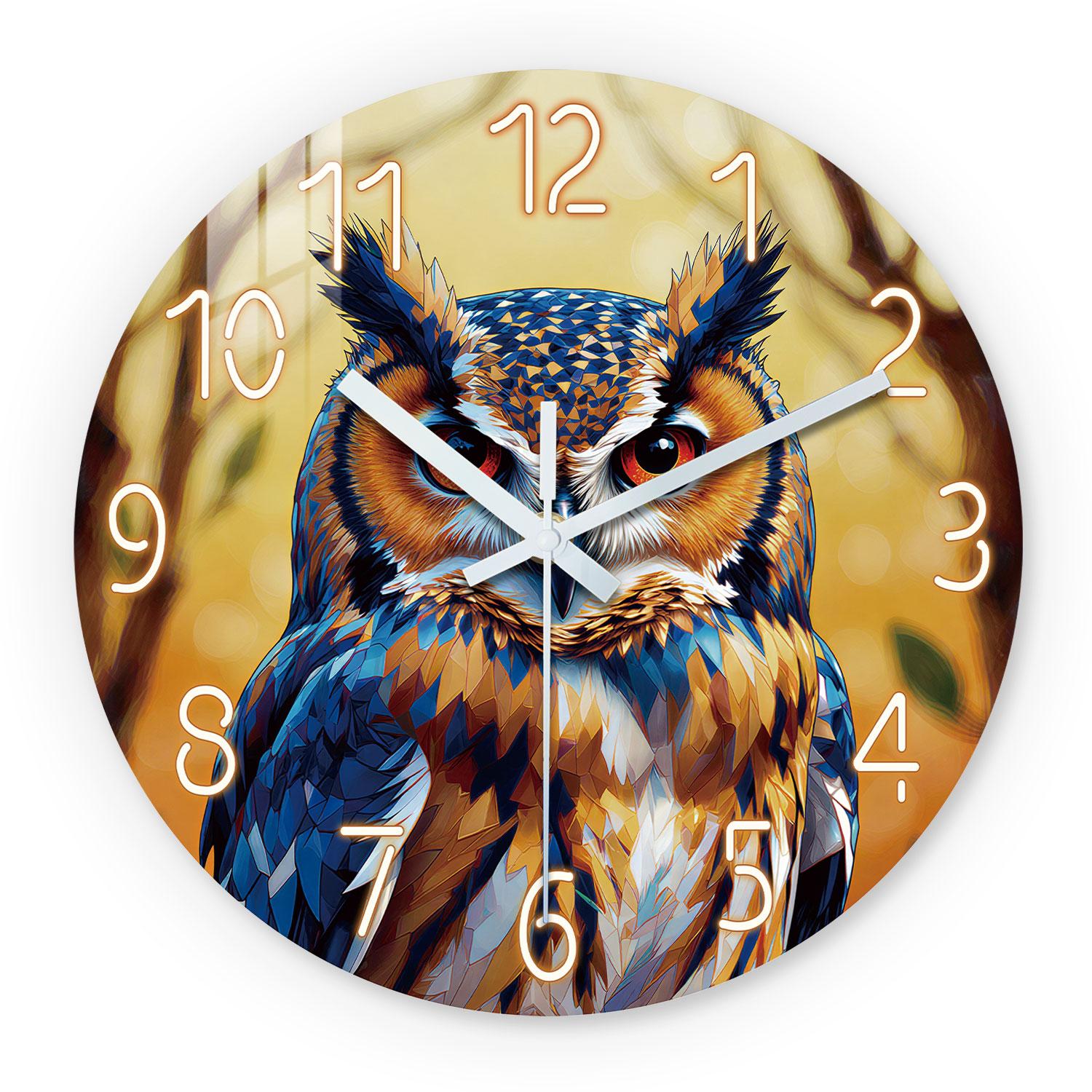 High-Quality Geometric High-Quality Line High-Quality Owl High-Quality Pattern High-Quality Wooden High-Quality Wall High-Quality Clock, 10-24Inch (as the picture,10Inch)