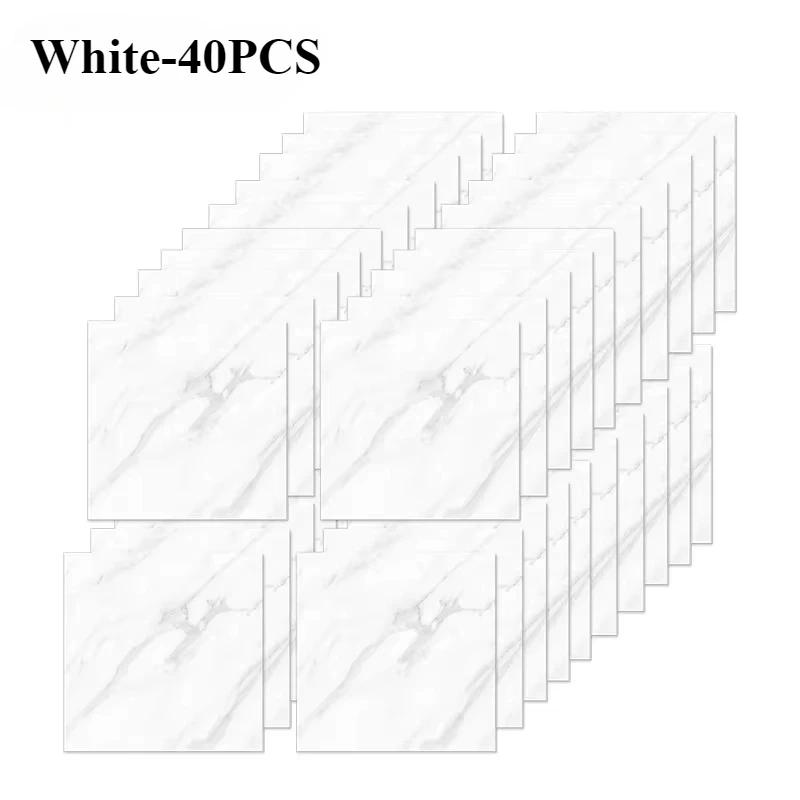 10/20/40PCS Simulated Thick Marble Tile Wall Sticker PVC Waterproof Self-adhesive Living Room Toilet Kitchen Home Floor Sticker