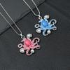 Creative Cute Inlaid Imitation Pearl Zircon Oil Dripping Octopus Necklace Creative High-End Sweater Chain Matching