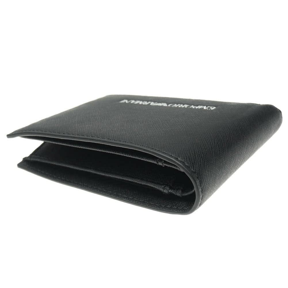 Emporio Armani Bonded Leather Y4R165 Y019V 81072 Men's Bi-fold Wallet, Black, [Used]