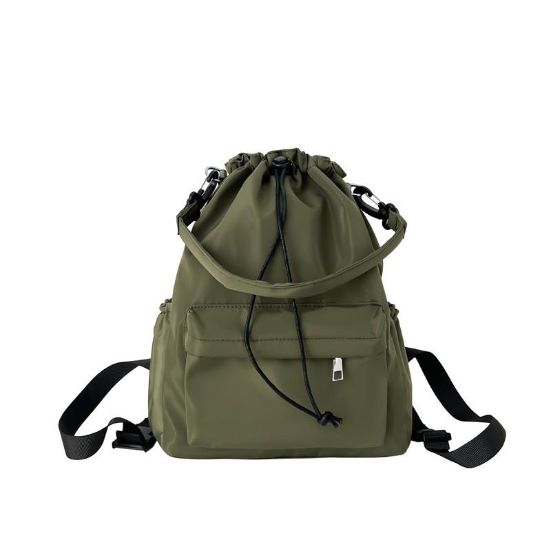Daily versatile student schoolbag new niche design drawstring bundle shoulder bag simple commuter backpack women