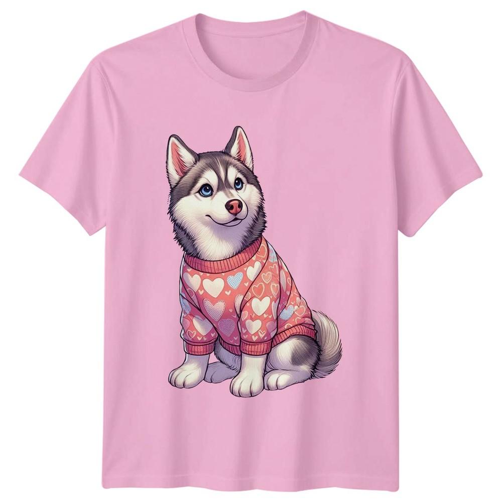 Cute Husky Puppy Dog Wearing Unisexs TShirt Siberian Husky Valentines Day
