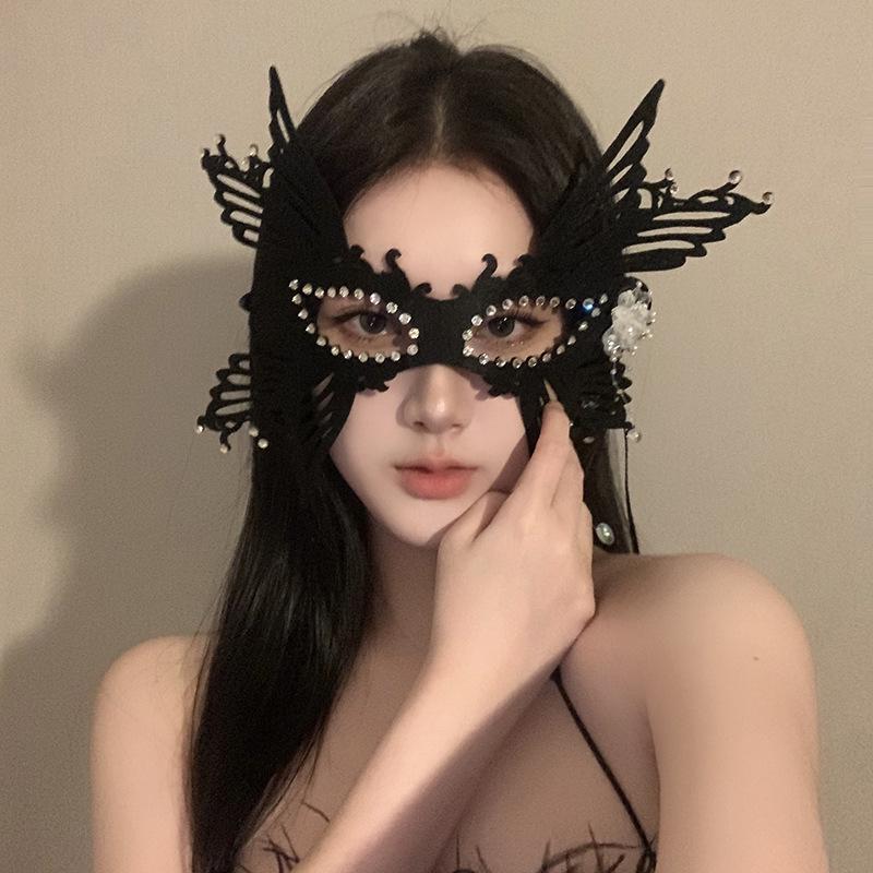 2024 Black Butterfly Princess Masquerade Mask for Adults - Mysterious Half Face Accessory