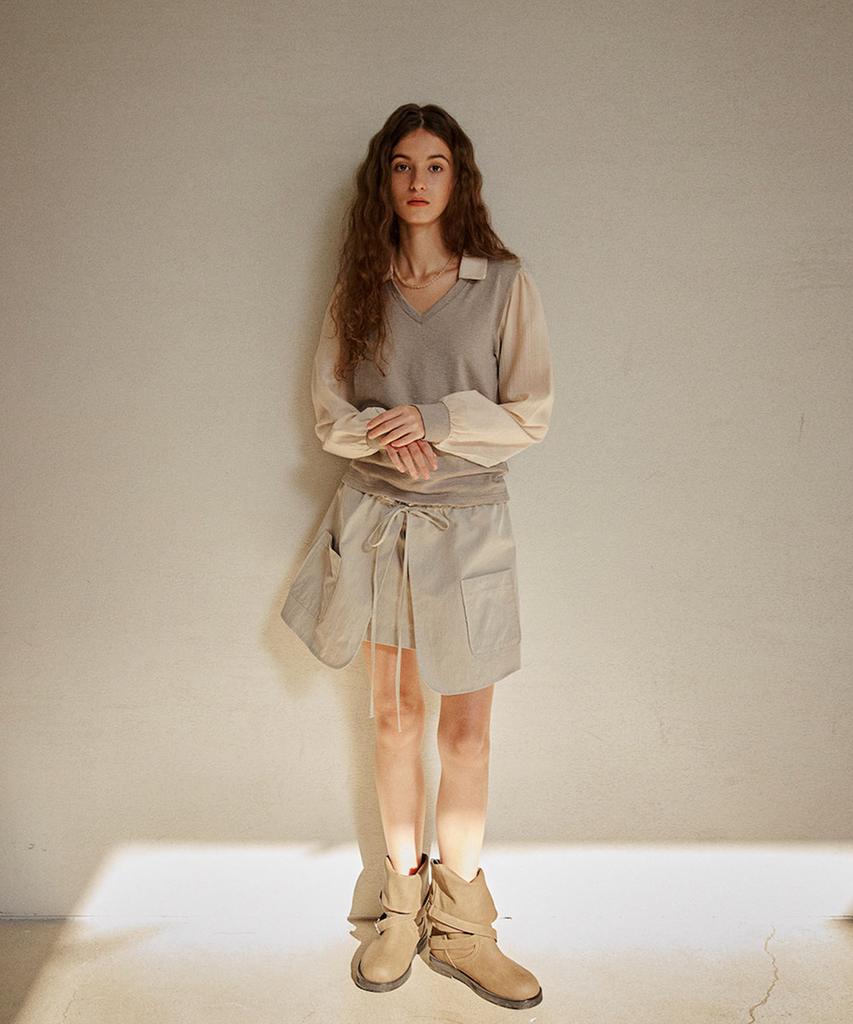 Auro Cowgirl Pocket Skirt [Pale Gray]