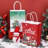 Weihnachten Handliche Kraft Geschenktüte Feiertagsparty Süßigkeiten Schokolade Verpackung Handgemachte Papiertüte Cartoon Weihnachtsbaum Flachbodenbeutel