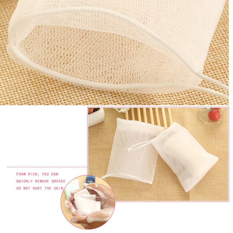 Mesh Foaming Soap Bags Facial Cleanser Foam Bag Drawstring Shower Bubble Foam Net Bath Body Washing Household Cleaning Supplies