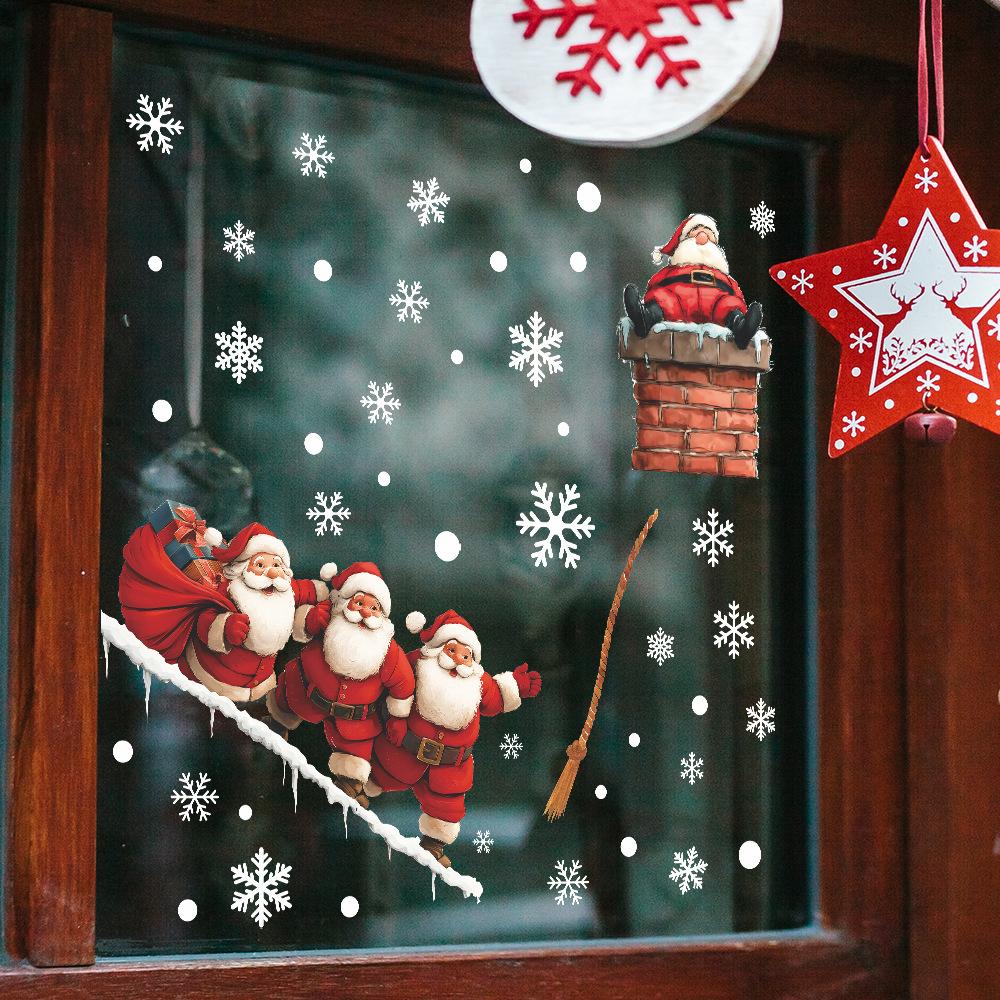 Personalized Santa Claus Festive Atmosphere Glass Door and Window Decorative Stickers for Giving Gifts