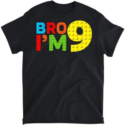 Birthday Boys Kids Bro I'm 9 9th Birthday Building Block T-Shirt, Tank Top, Long Sleeve Shirt, Sweatshirt, Hoodie Men Women Kids Made In Canada