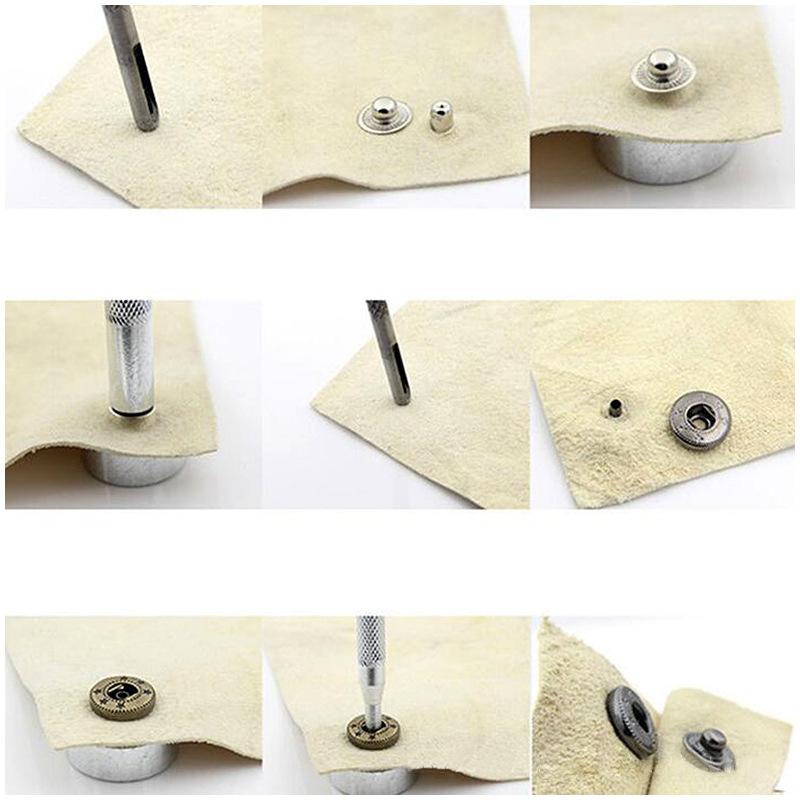 11-teiliges Vierfach-Knopfwerkzeugset zum Lochen und Stanzen der Nietenbasis Vierfach-Knopfbasis