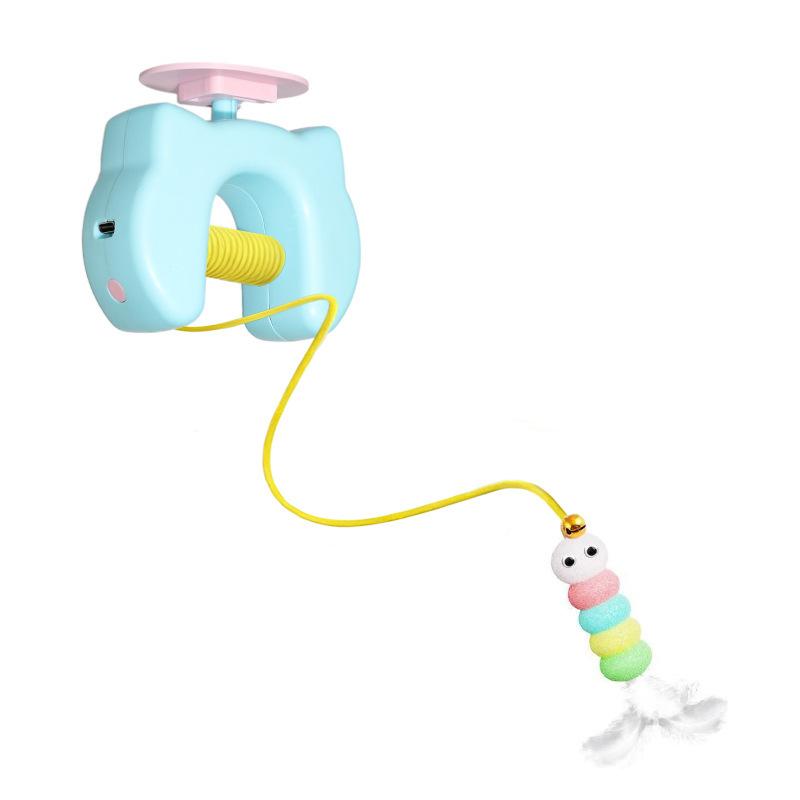 

Funny Pet Kitten Self Play Intelligent Hanging Feather Bell Automatic Lifting Lowering Swing Pet Self -Hi Elastic Rope Toys