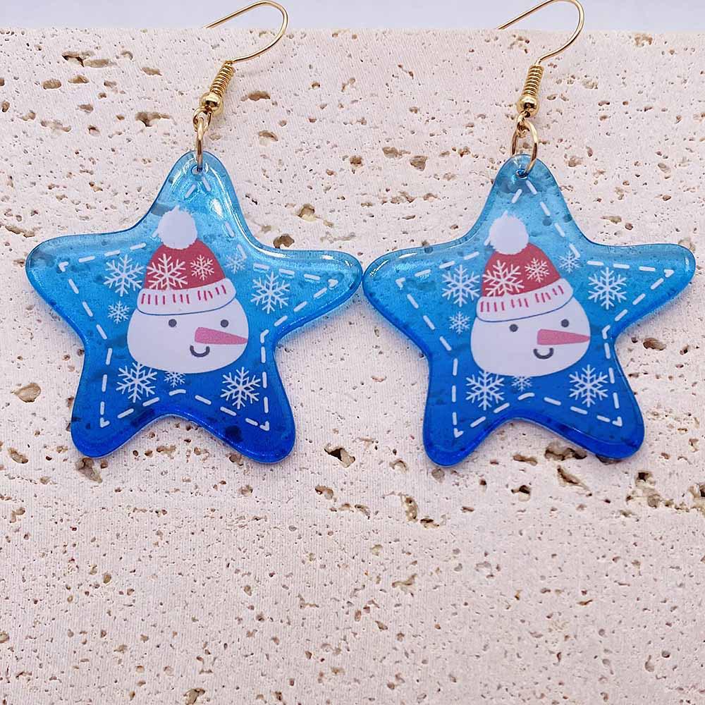 Acrylic Santa Claus & Snowflake Bell Christmas Earrings - European & American Style