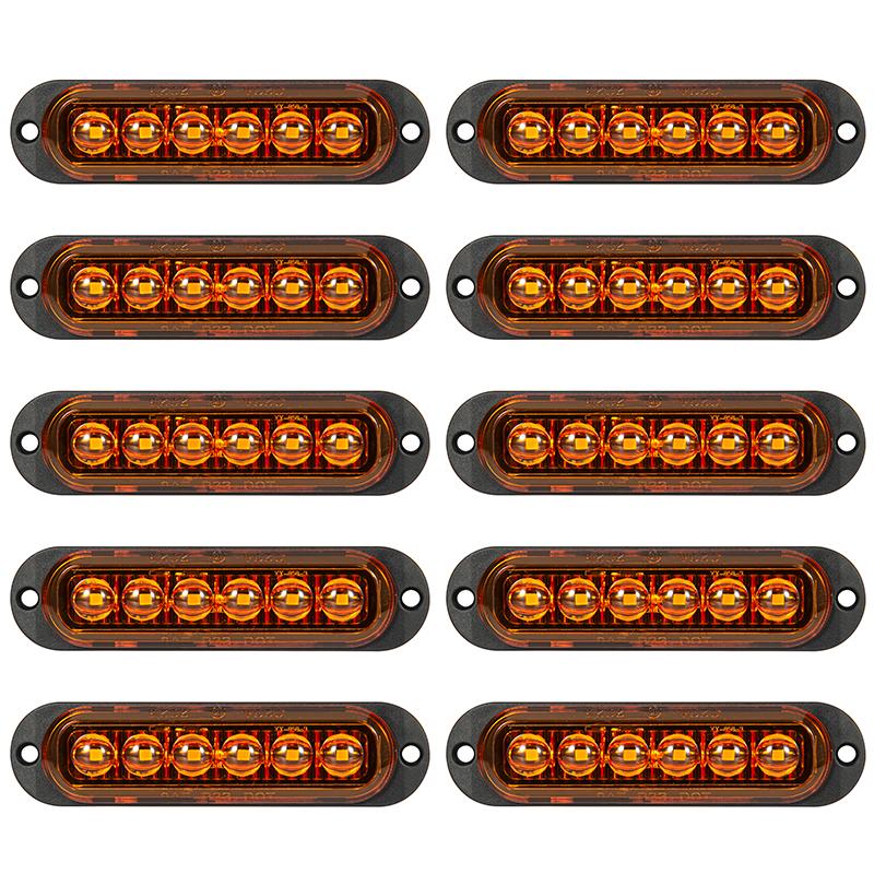 10Pcs 12V 24V 6 Led Side Marker Lights Warning Light Auto Car External Lights Trailer Truck Lorry Clearance Lamp Red Amber White