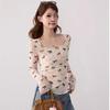Trendy Pure Desire Slim-Fit U-Neck Printed Puppy Long-Sleeve T-Shirt for Women