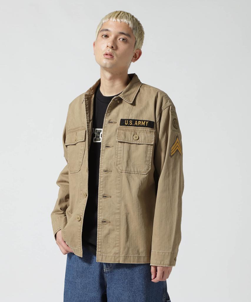 VINTAGE WASH TYPE Wash Type Khaki [AVIREX] OG-107 SHIRT/Vintage Shirt, Men's, L, 180,