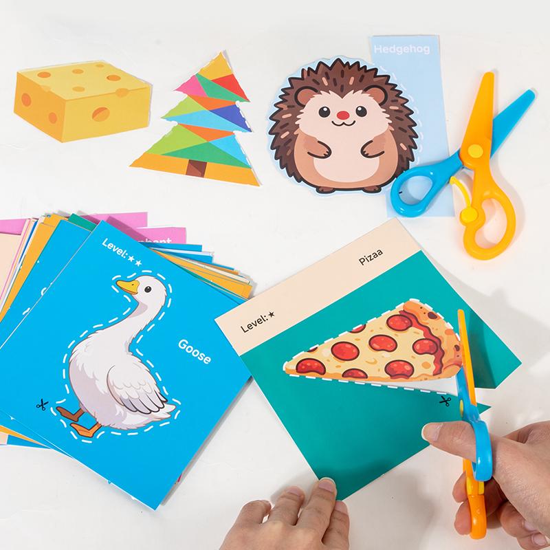 Handmade Paper Cut Set Kids Craft Toys DIY Colorful Paper Cutting Folding Toys for Early Art Development Fine Motor Skills