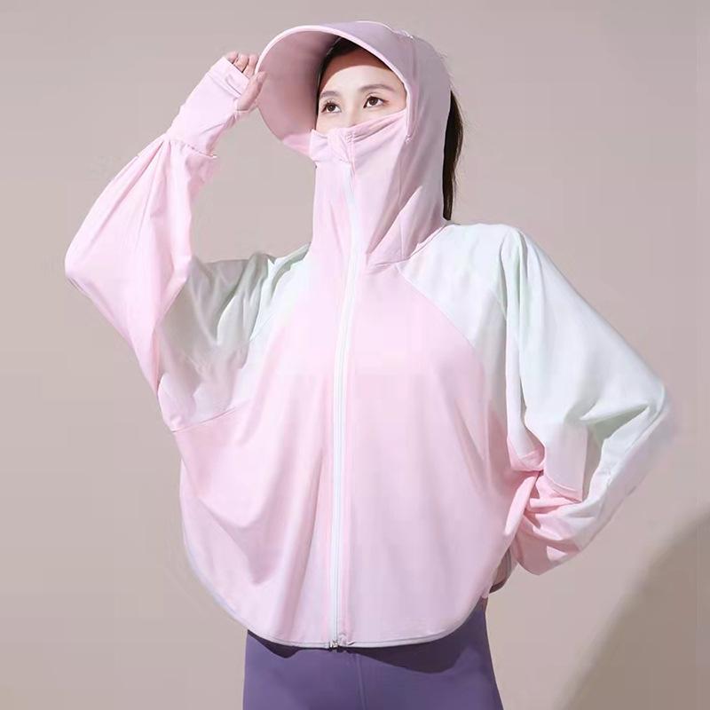 Quick Drying Sunscreen Coat Face Guard Fashion Hooded Wide Brim Thin Shawl Sunscreen Coat Clothing