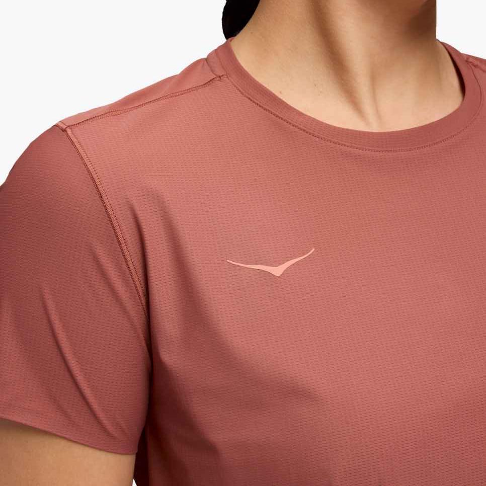 HOKA One One Simple Comfortable Versatile Fashion Solid Color Short Sleeve T-Shirt Women Tops 1175774-ROUG