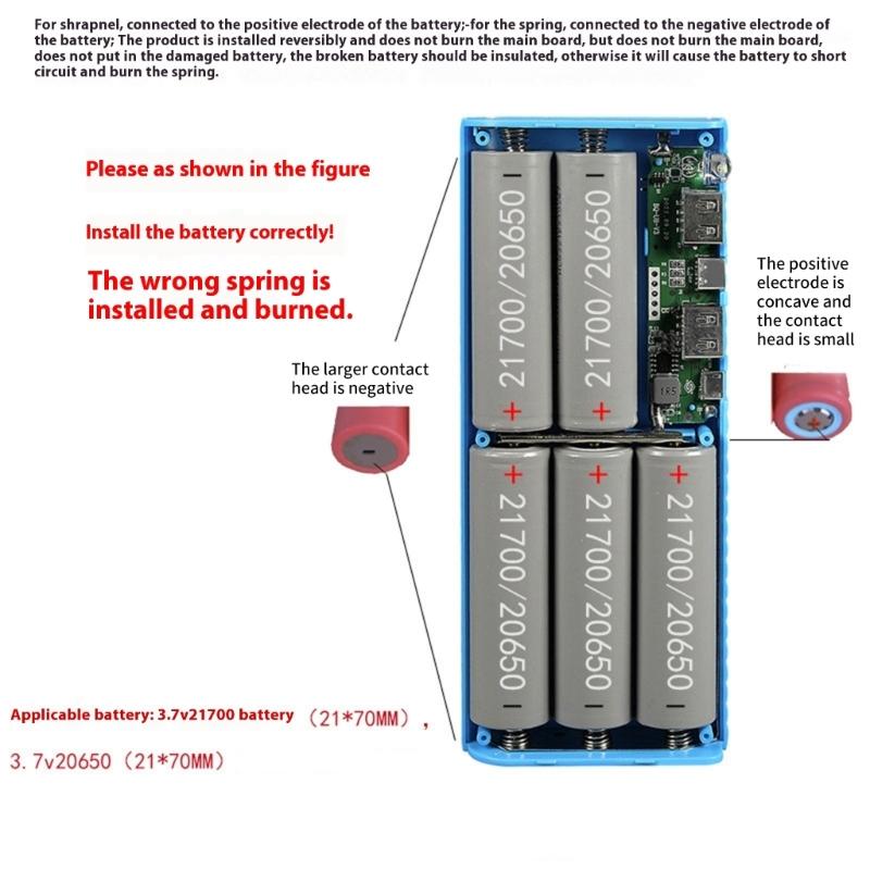 5 Slot 21700 Mobile Battery Removable Battery Compartment Not Welding Required Various Device Charging Solution