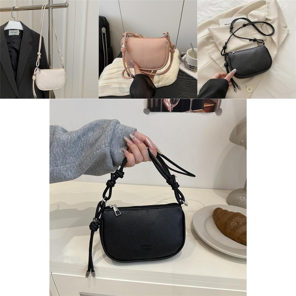 Simple Solid Color Lychee Texture Women Casual Shoulder Bag For Casual Outings